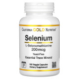 Селен 200 мкг California Gold Nutrition Selenium (селенометіонін) антиоксидант для імунітету та щитовидної залози 180 капсул