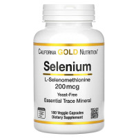 Селен 200 мкг California Gold Nutrition Selenium (селенометионин) антиоксидант для иммунитета и щитовидной железы 180 капсул