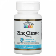 Цинк цитрат Zinc Citrate 21st Century 50 мг, 60 таблеток