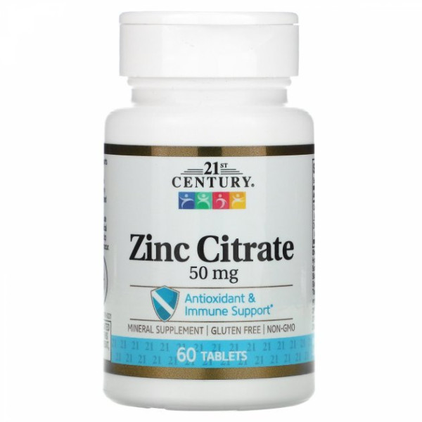 Цинк цитрат Zinc Citrate 21st Century 50 мг, 60 таблеток