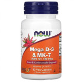 Витамины Now Foods Mega D-3 & MK-7 5000 IU 180 мкг 60 капсул