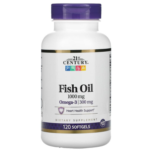 Жирные кислоты 21st Century Fish Oil 1000 мг 120 гелевых капсул