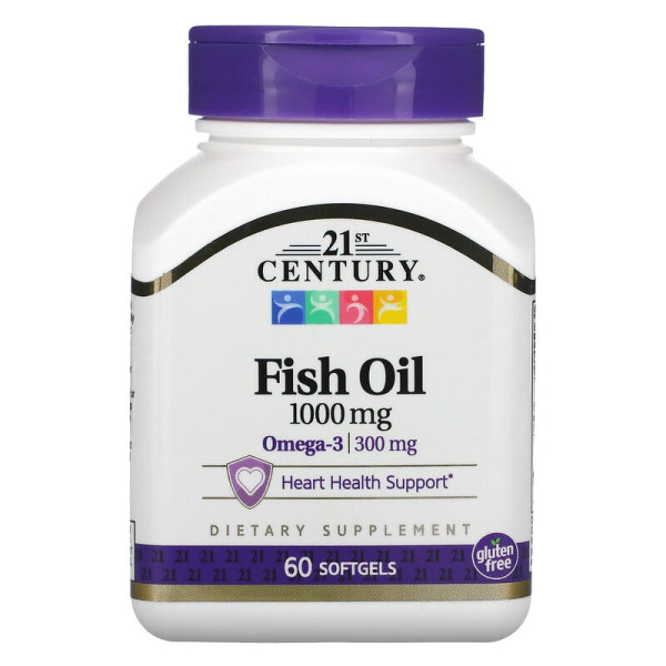 Жирные кислоты 21st Century Fish Oil 1000 мг 60 гелевых капсул