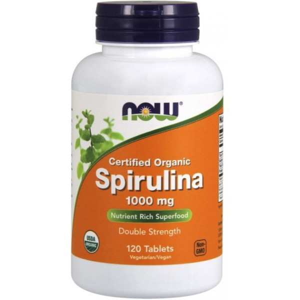 Спирулина Now Foods Spirulina 1000 mg certified organic (120 таб) нау фудс