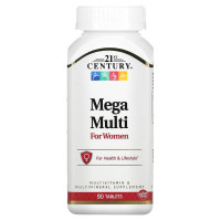 Мультивітаміни та мультимінерали для жінок 21st Century "Mega Multi For Women" 90 таблеток