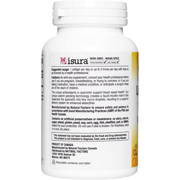 Кверцетин Natural Factors Quercetin в мицеллярной форме LipoMicel 60 капсул