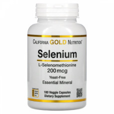 Селен без дріжджів California Gold Nutrition (Selenium Yeast-Free) 200 мкг 180 вегетаріанських капсул