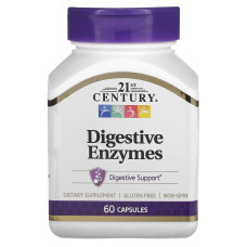 Травні ферменти 21st Century "Digestive Enzymes" ензими для підтримки травлення. 220 мг (60 капсул)