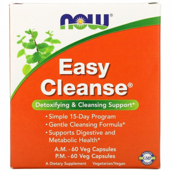 Чистка и детоксикация организма Now Foods (Easy Cleanse) 2 бутылочки по 60 вегетарианских капсул