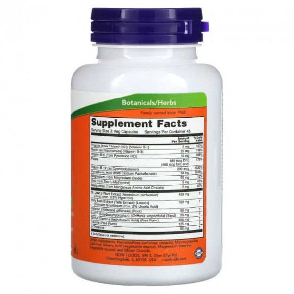 Комплекс для поддержки нервной системы Now Foods "Mood Support with St. John's Wort" со зверобоем (90 капсул)