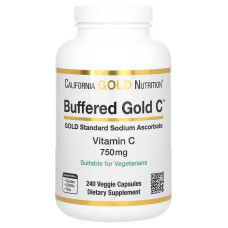 Буферизованный витамин С, California GOLD Nutrition "Buffered Gold C" аскорбат натрия, 750 мг (240 капсул)
