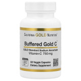 Буферизованный витамин С, California GOLD Nutrition "Buffered Gold C" аскорбат натрия, 750 мг (60 капсул)