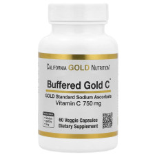 Буферизованный витамин С, California GOLD Nutrition "Buffered Gold C" аскорбат натрия, 750 мг (60 капсул)