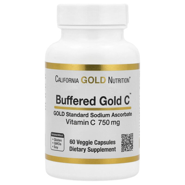 Буферизованный витамин С, California GOLD Nutrition "Buffered Gold C" аскорбат натрия, 750 мг (60 капсул)