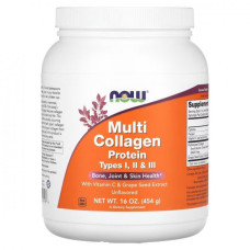 Мультиколлагеновый протеин типы I II и III без вкуса NOW Foods (Multi Collagen Protein) 454 г