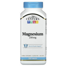 Магний 21st Century Magnesium 250 мг для поддержки нервной системы и здоровья сердца 250 таблеток