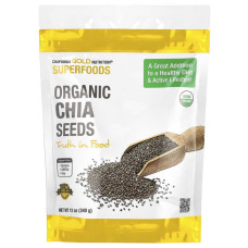 Органічні насіння чіа California Gold Nutrition Superfoods Organic Chia Seeds 340 г