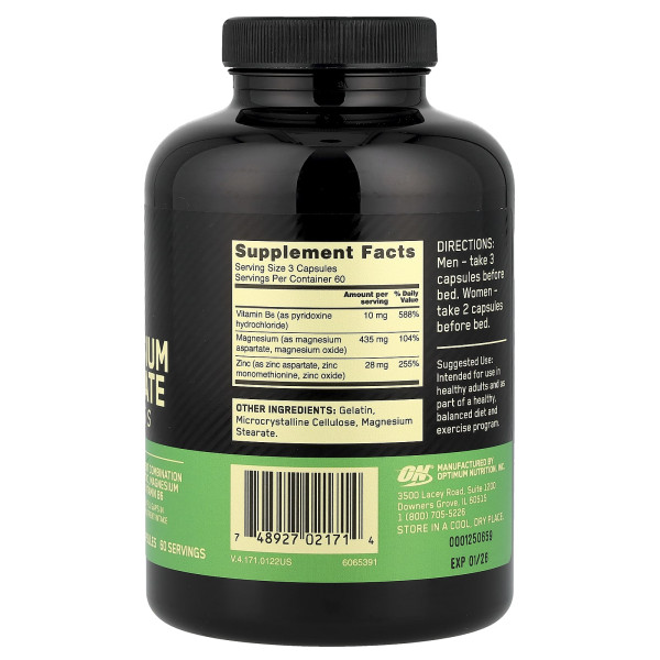 Цинк магний аспарат Optimum Nutrition ZMA (180 капсул)